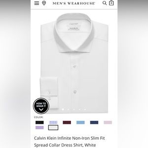 16-35” Calvin Klein Spread Collar Infinite Non Iron Slim Fit